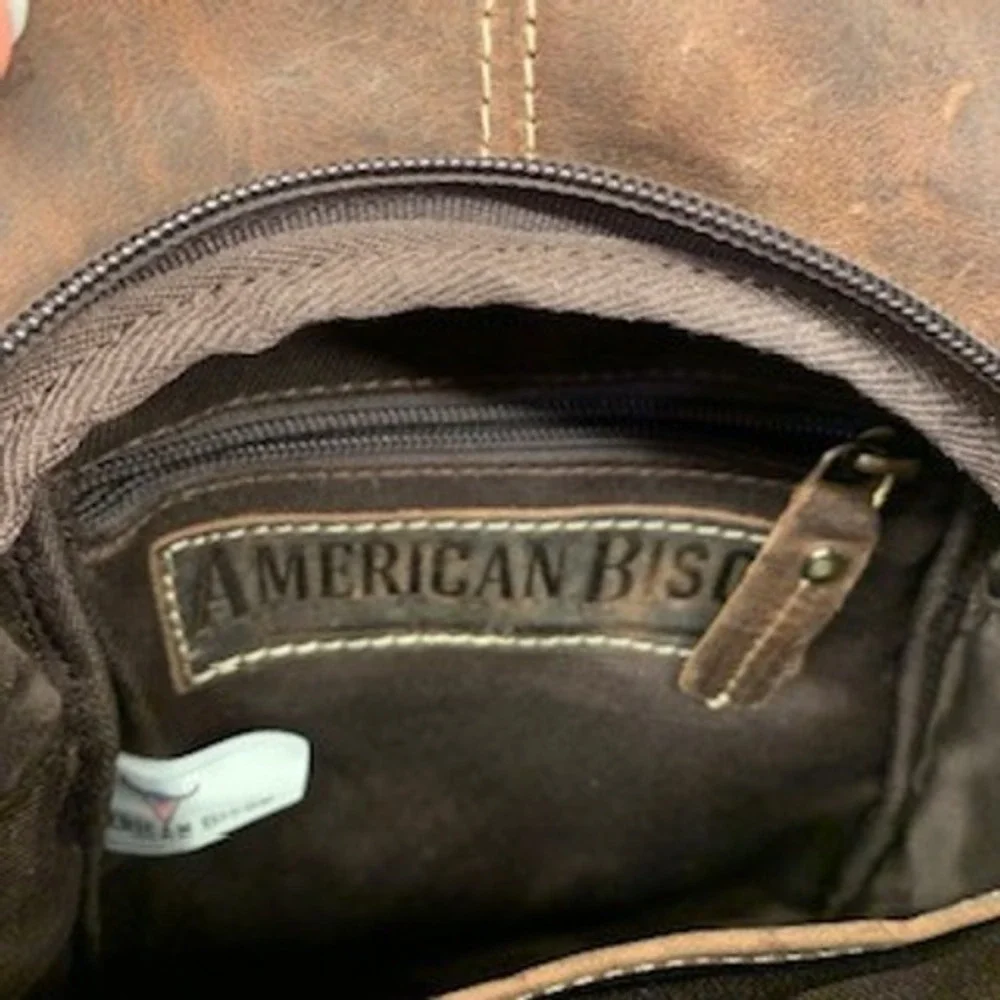 American Bison Brown Genuine Leather Sling Bag Crossbody Backpack ABBG 41-25211